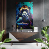 Monkey Brushed Aluminum Dibond Wall Art.